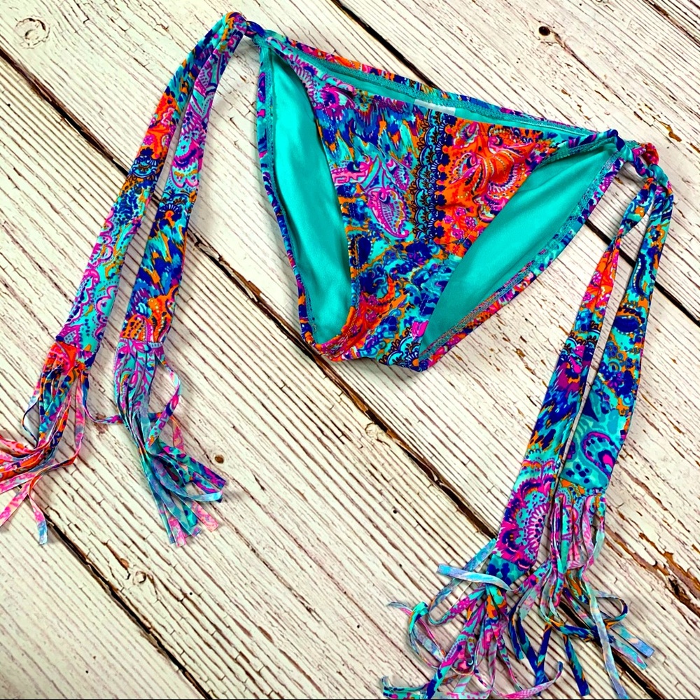 Xhilaration Bright Paisley Fringe Bikini Bottoms